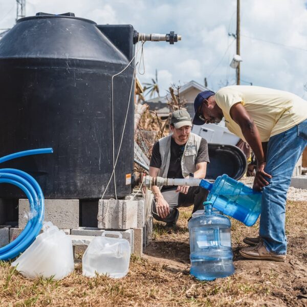 installing clean water in the Bahamas after hurricane